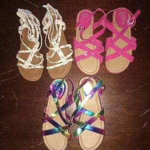 3 pair of girls size 4 sandals